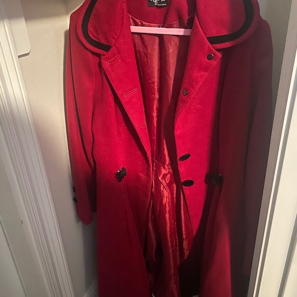 Beautiful Hell Bunny wool red peacoat! A - Picture 1 of 2